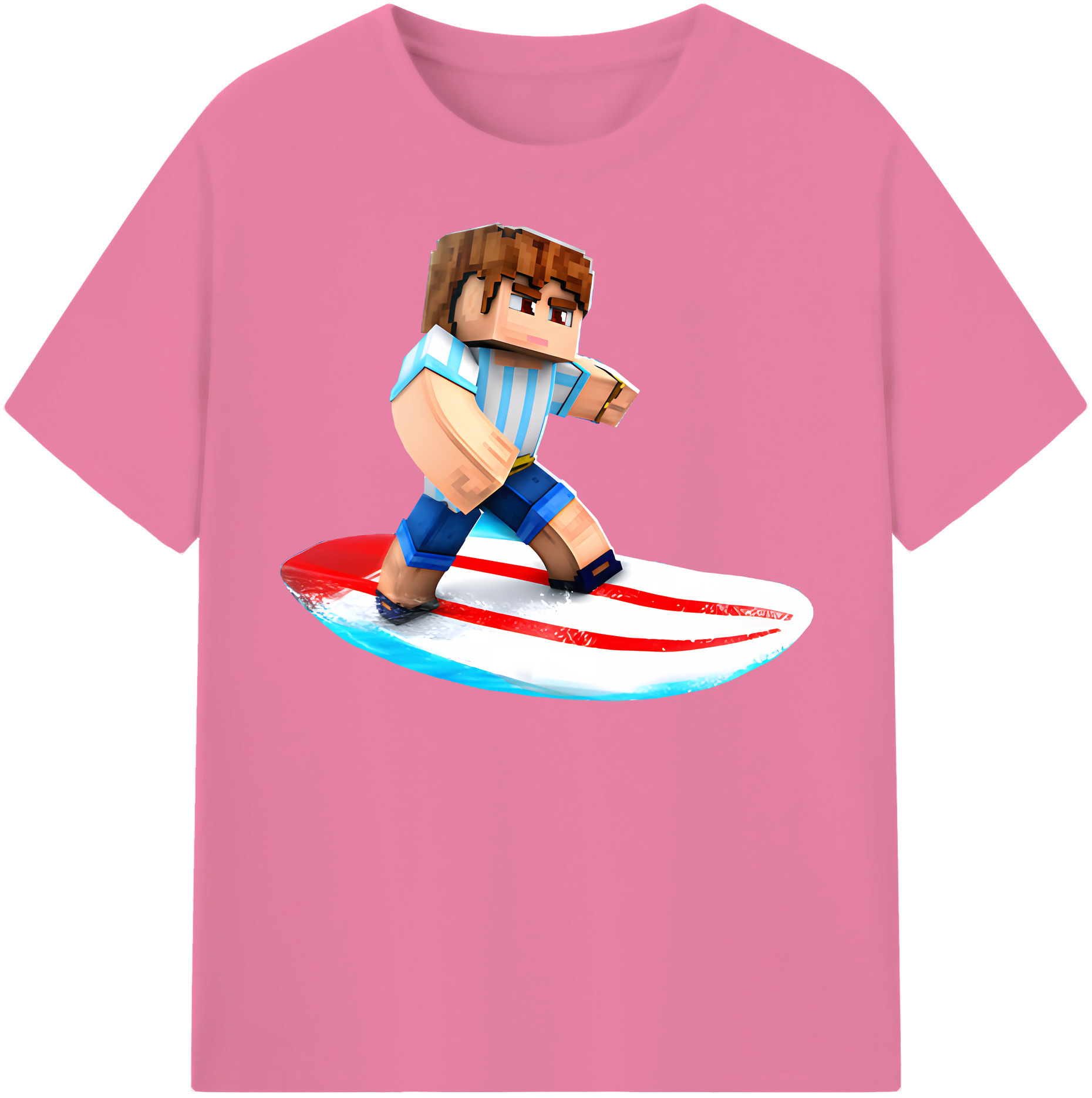 （画像用） マインクラフト ブロックの世界 Minecraft MC Block world 綿100％半袖Tシャツ（フロントプリント）